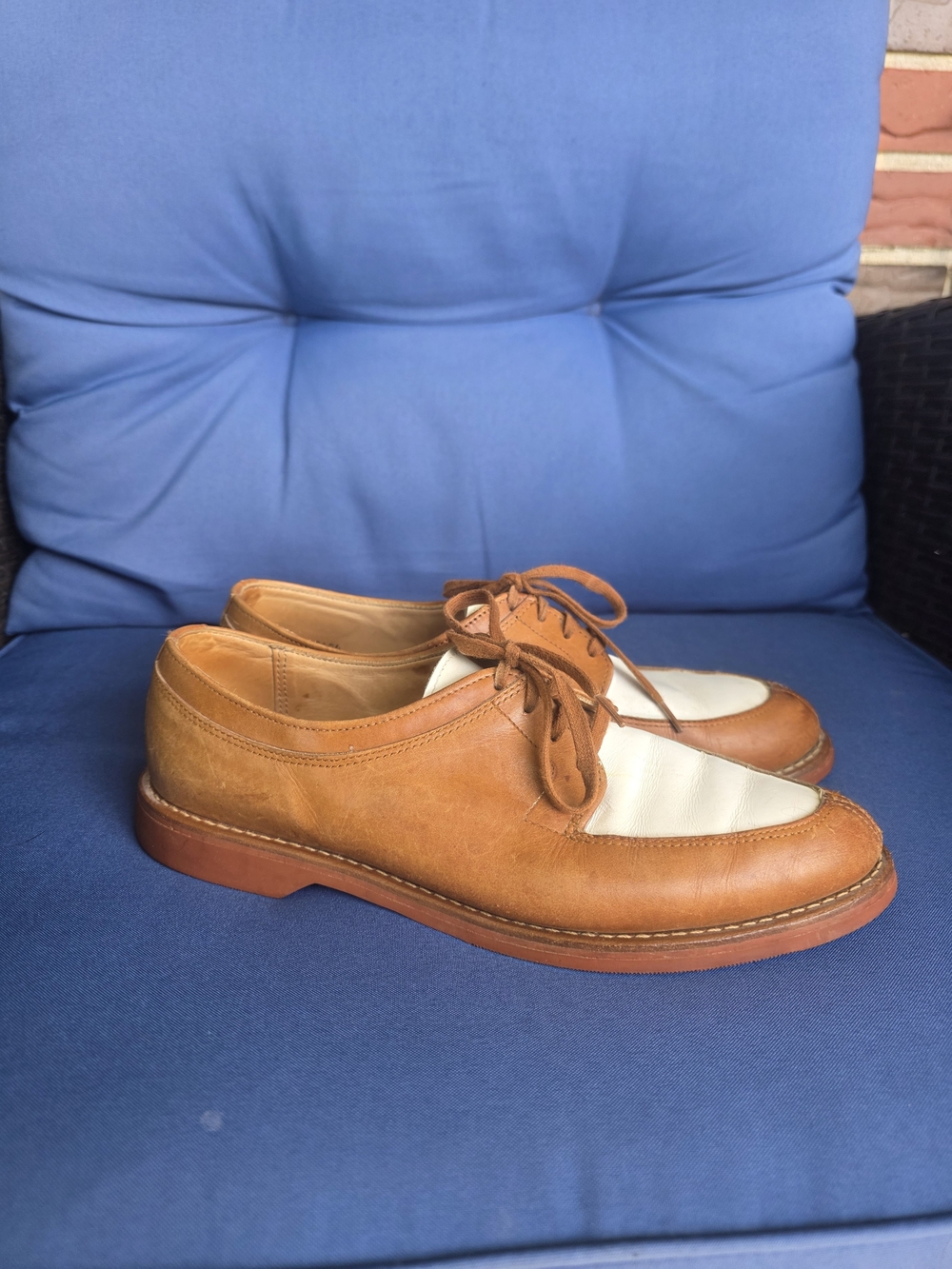 Ralph Lauren Country Leather Oxfords Fits Like A 9 Made in USA Sz 10B Two Tone